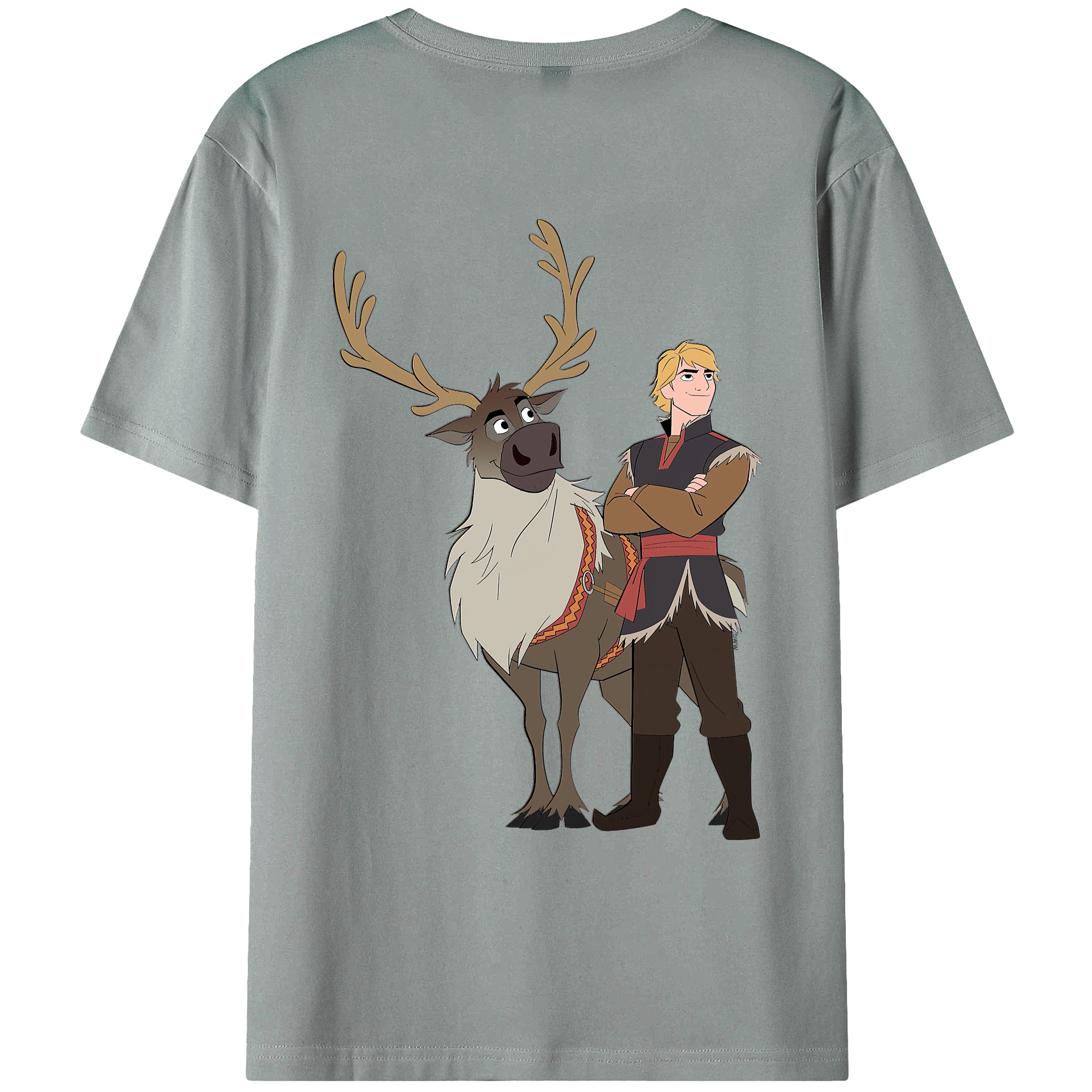 （画像用） アナと雪の女王 アンナ エルサ Frozen Anna Elsa 綿100％ メンズ半袖Tシャツ（バックプリント） 通気性